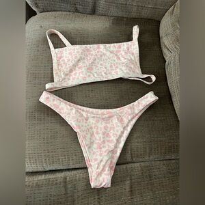SHEIN Pink Animal Print Bikini Set Never Worn
